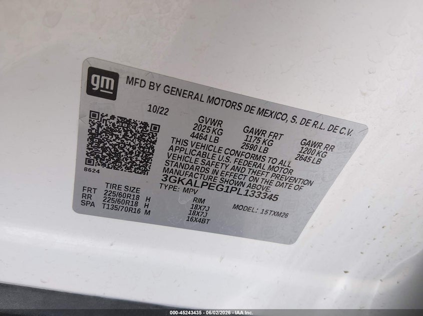 VIN: 3GKALPEG1PL133345 2023 GMC TERRAIN FWD SLT