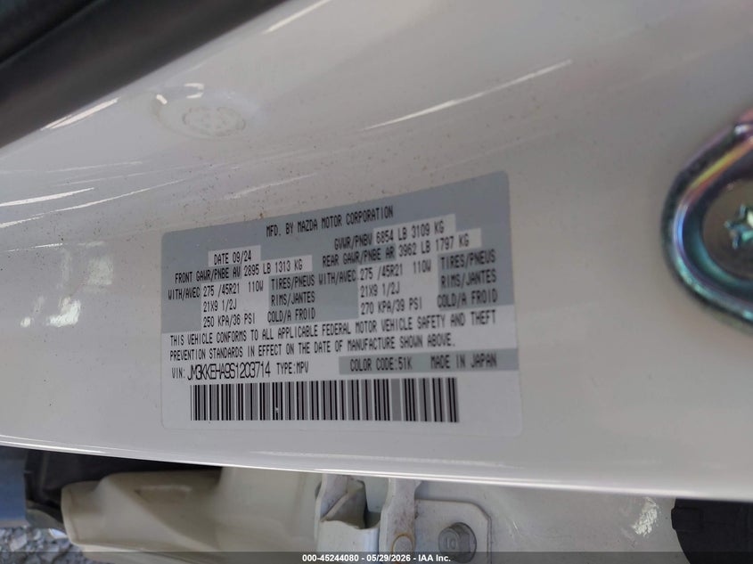 2025 Mazda Cx-90 Phev Premium Plus Package VIN: JM3KKEHA9S1203714 Lot: 45244080