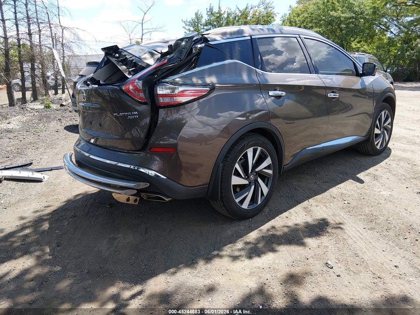 Vin: 5n1az2mh9gn111094, lot: 45742486, nissan murano platinum 20164