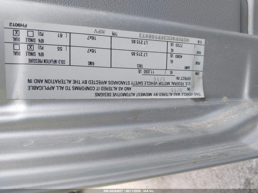 2015 MERCEDES-BENZ SPRINTER 3500 auction photo 8