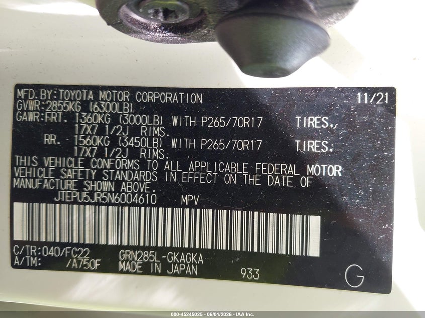 2022 Toyota 4Runner Trd Off Road VIN: JTEPU5JR5N6004610 Lot: 45245025