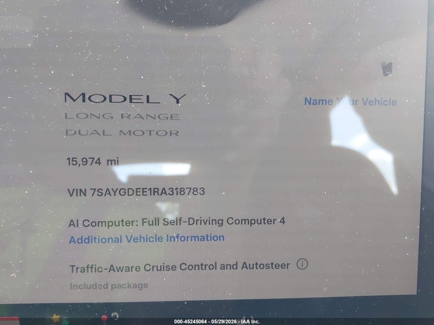 2024 TESLA MODEL Y ELECTRIC(VIN: 7SAYGDEE1RA318783