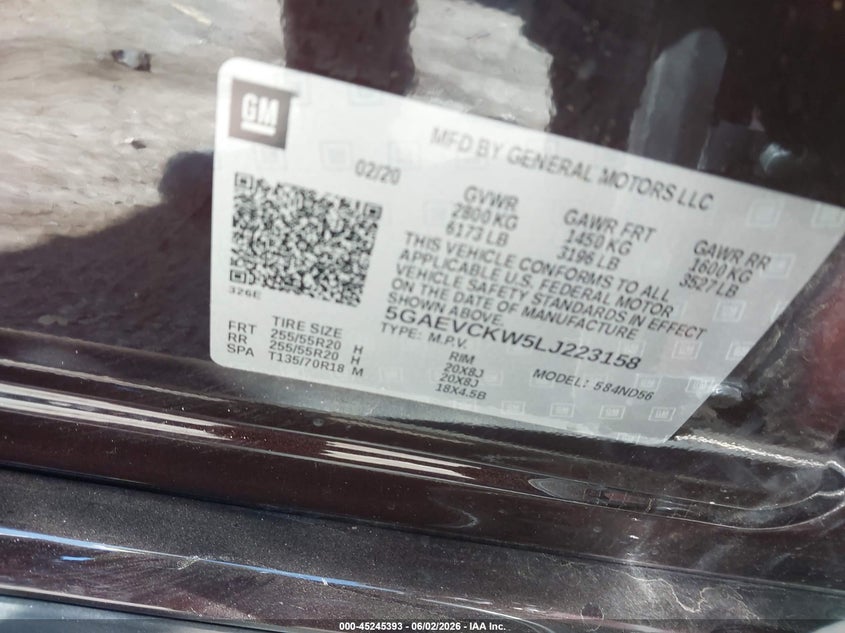 2020 Buick Enclave Awd Avenir VIN: 5GAEVCKW5LJ223158 Lot: 45245393