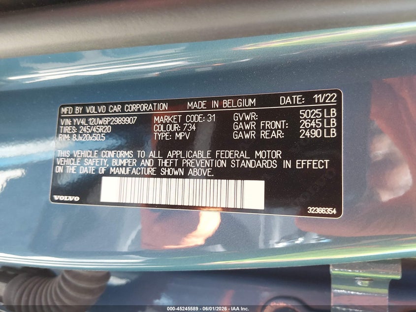 2023 Volvo Xc40 B5 Plus Dark Theme VIN: YV4L12UW6P2989907 Lot: 45245589