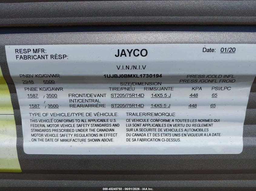 2020 OTHER JAYCO JAYFLIGHT SLX TRAILER N/A