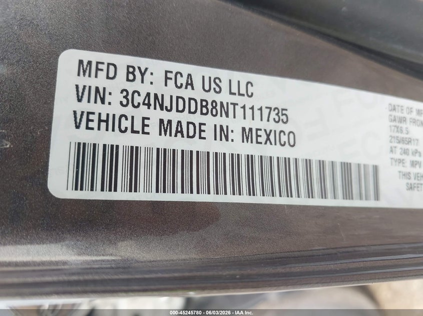 2022 Jeep Compass Trailhawk 4X4 VIN: 3C4NJDDB8NT111735 Lot: 45245780