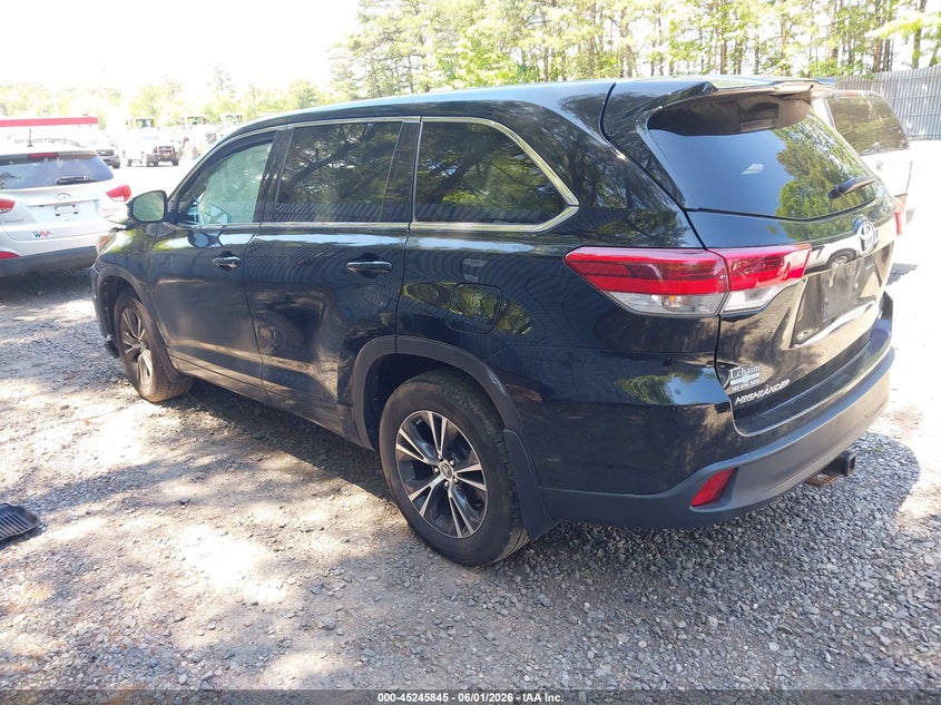 Vin: 5tdbzrfh5js842590, lot: 45743648, toyota highlander le 20183
