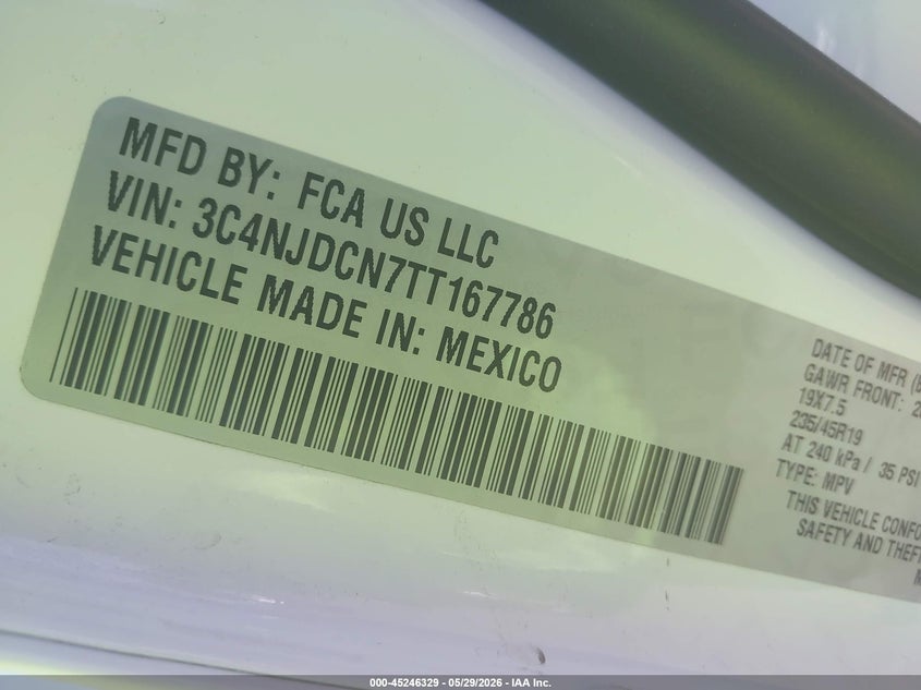 VIN 3C4NJDCN7TT167786 2026 JEEP COMPASS LIMITED ALTITUDE