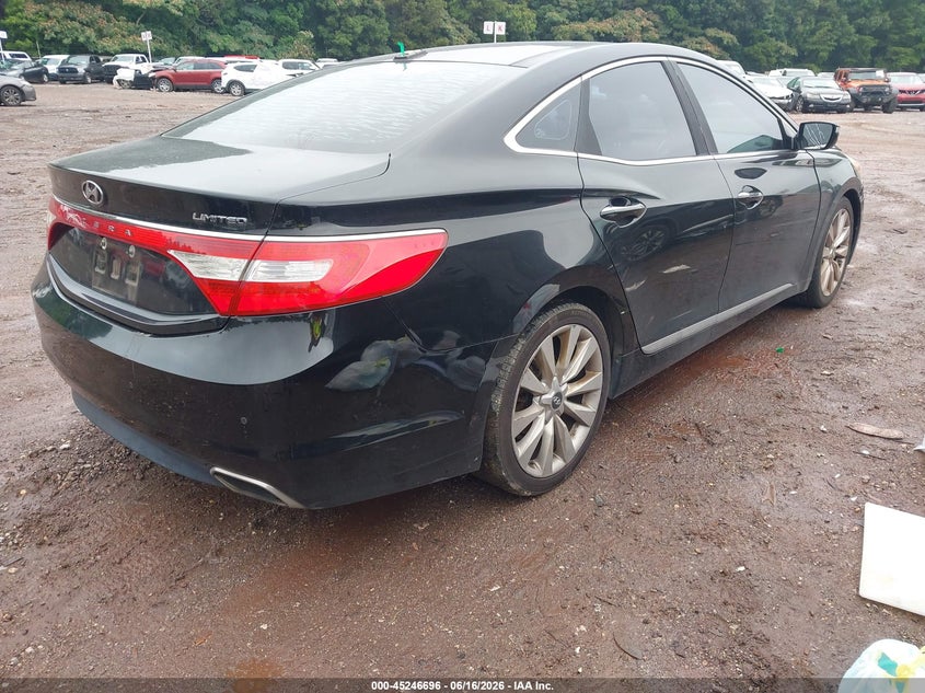 Vin: kmhfh4jg3ga529562, lot: 45744499, hyundai azera limited 20164