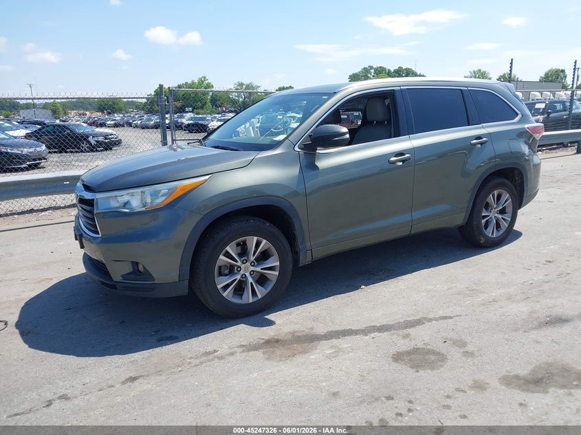 Vin: 5tdkkrfh1fs046558, lot: 45745129, toyota highlander xle v6 20152