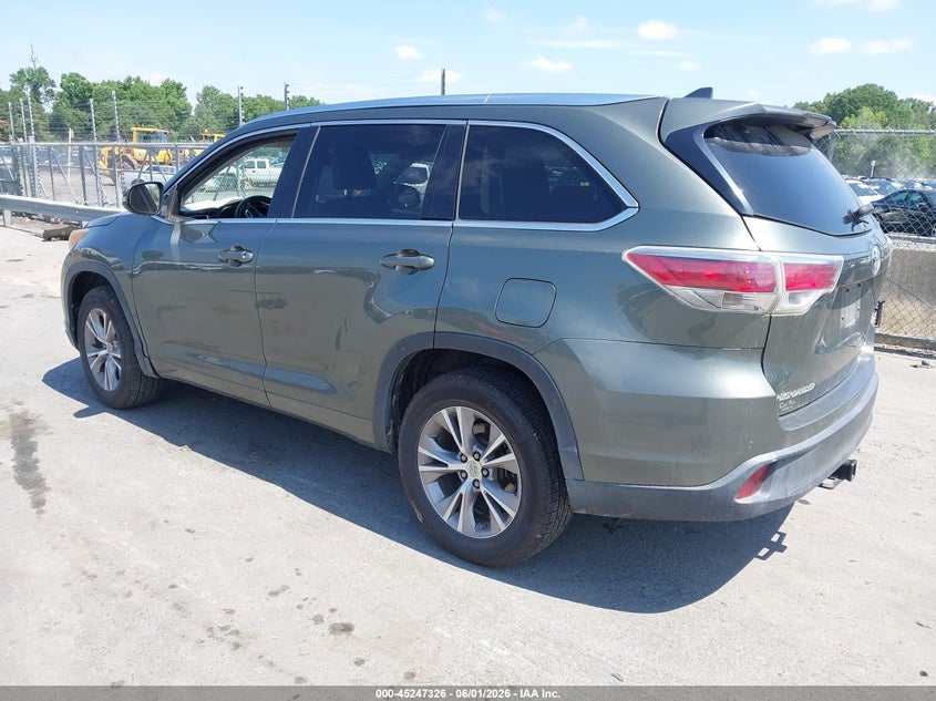 Vin: 5tdkkrfh1fs046558, lot: 45745129, toyota highlander xle v6 20153