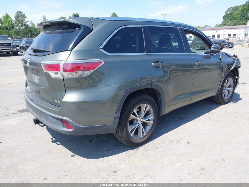 Vin: 5tdkkrfh1fs046558, lot: 45745129, toyota highlander xle v6 20154