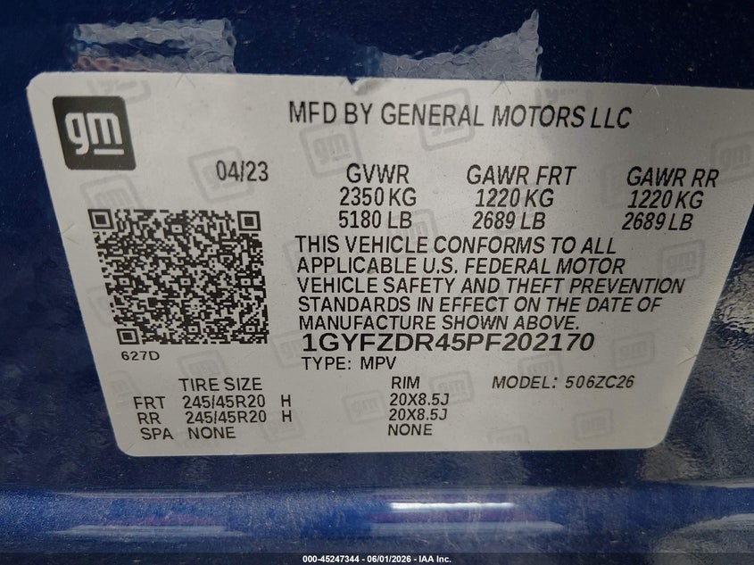 2023 Cadillac Xt4 Awd Premium Luxury VIN: 1GYFZDR45PF202170 Lot: 45247344