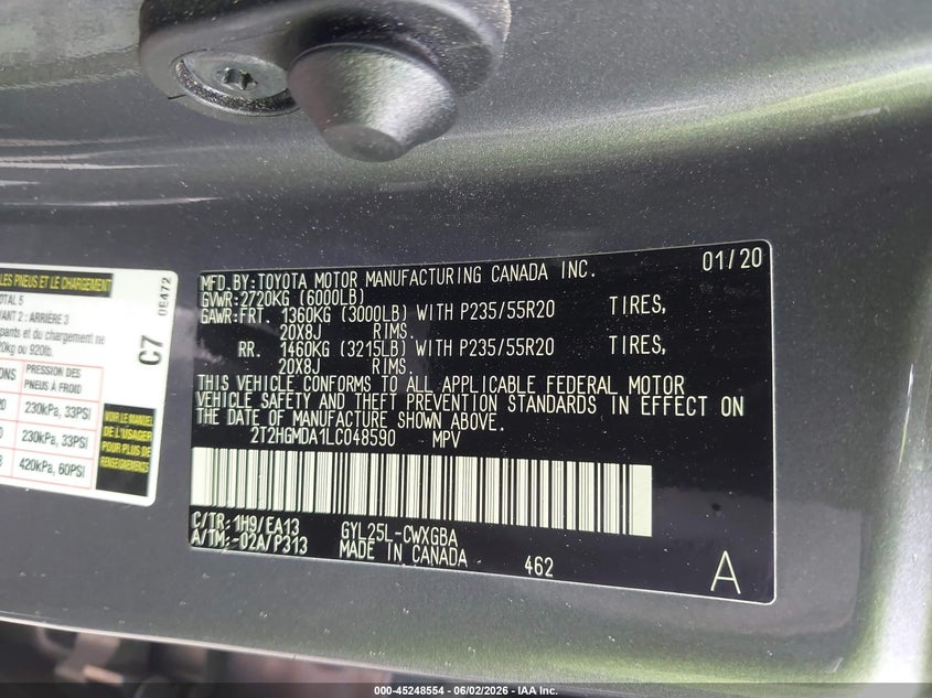 2020 Lexus Rx 450H VIN: 2T2HGMDA1LC048590 Lot: 45248554