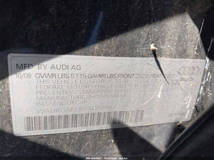 2010 Audi S4 3.0 Premium Plus VIN: WAUKGAFL9AA070987 Lot: 45248887