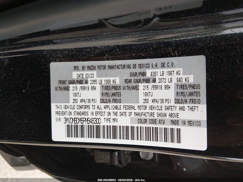2023 Mazda Cx-30 2.5 S Premium VIN: 3MVDMBDM5PM546300 Lot: 45248903