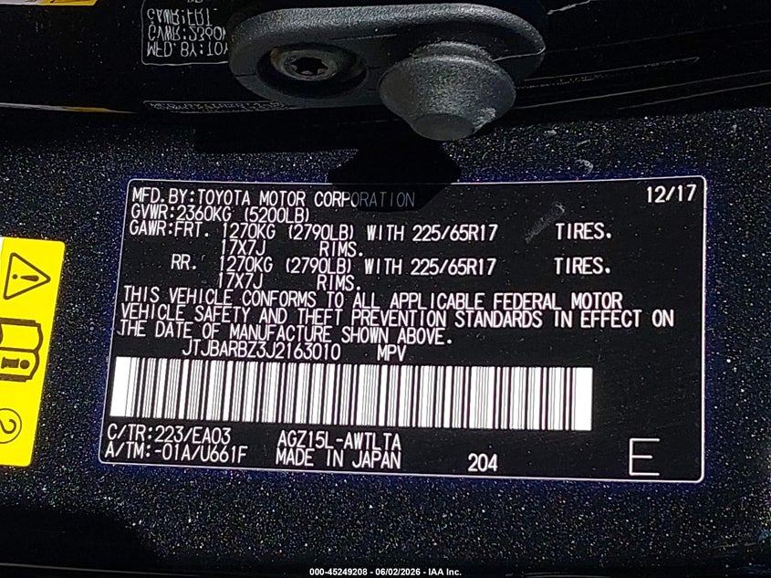 2018 Lexus Nx 300 VIN: JTJBARBZ3J2163010 Lot: 45249208