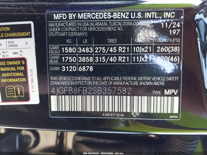 2025 Mercedes-Benz Gle 580 4Matic VIN: 4JGFB8FB2SB357582 Lot: 45249229