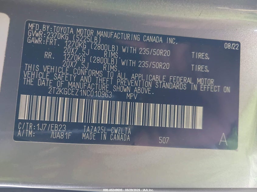 2022 Lexus Nx 350 F Sport Handling VIN: 2T2KGCEZ1NC010963 Lot: 45249695