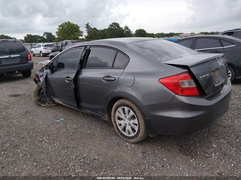 2012 Honda Civic 1.8 Lx grey Lot 111045250285 Vin 2HGFB2F51CH302837
