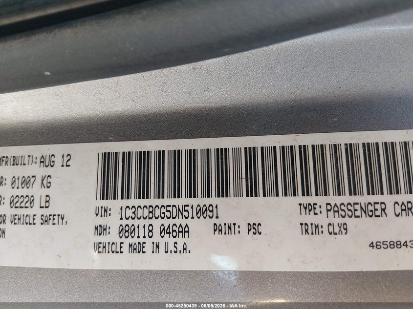 1C3CCBCG5DN510091 2013 Chrysler 200 3.6 Limited silver