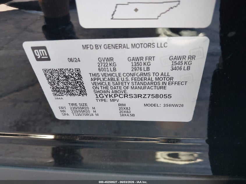 2024 Cadillac Xt6 Fwd Premium Luxury VIN: 1GYKPCRS3RZ758055 Lot: 45250527