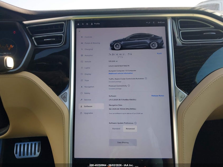 2016 Tesla Model S 60/70/75/85 VIN: 5YJSA1E19GF156076 Lot: 45250964