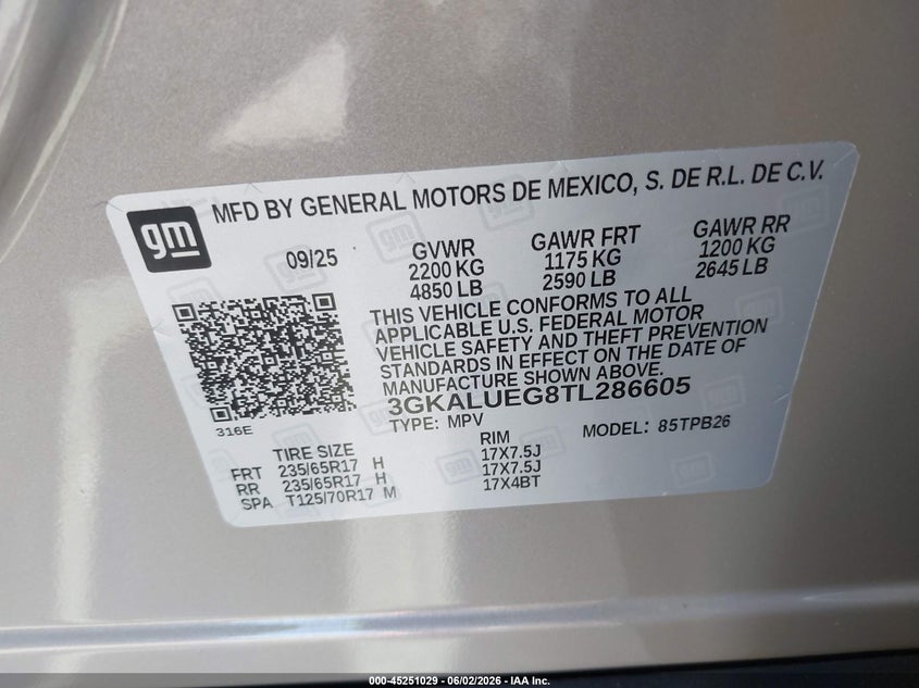 2026 GMC Terrain Awd Elevation VIN: 3GKALUEG8TL286605 Lot: 45251029
