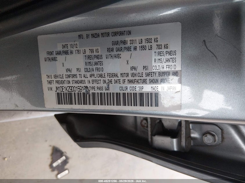 2013 Mazda Mazda2 Sport VIN: JM1DE1KZ9D0159139 Lot: 45251256