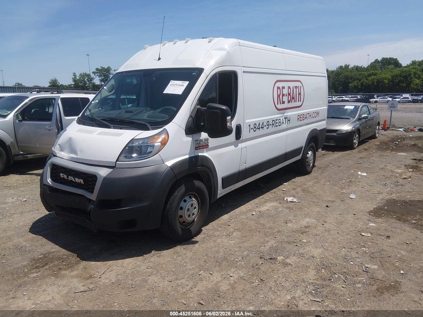 Vin: 3c6trvdg4ke539665, lot: 45749409, ram promaster 2500 high roof 159 wb 20192