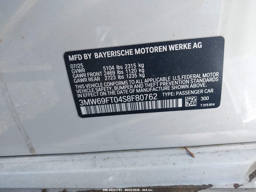 2025 BMW M340I auction photo 6