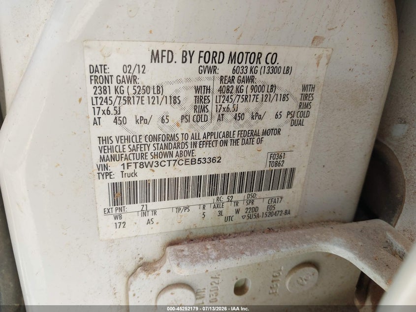 2012 FORD F-350 auction photo 8