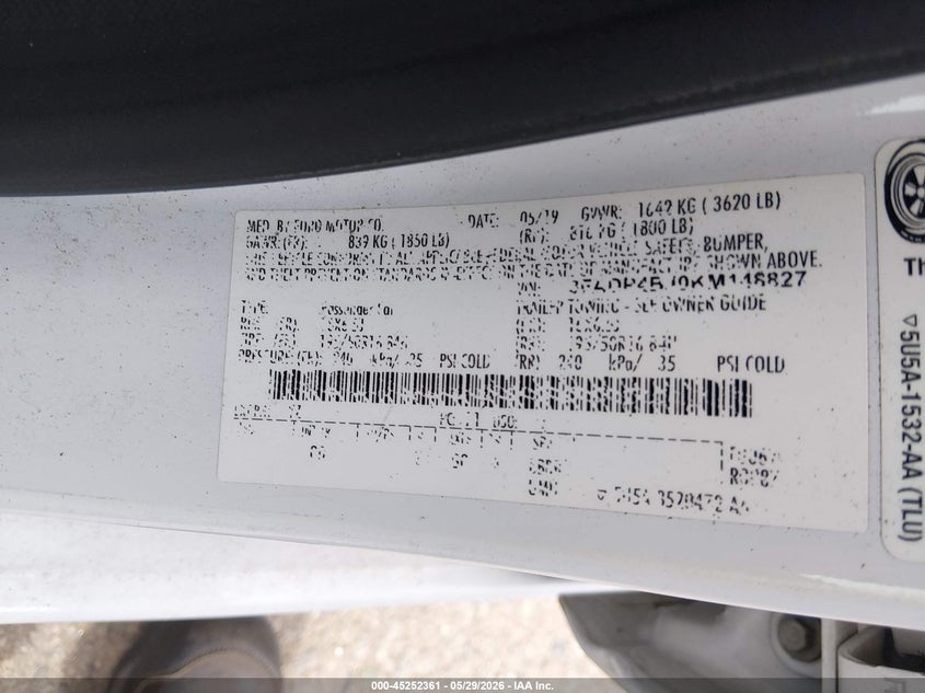 2019 Ford Fiesta Se VIN: 3FADP4BJ0KM148827 Lot: 45252361
