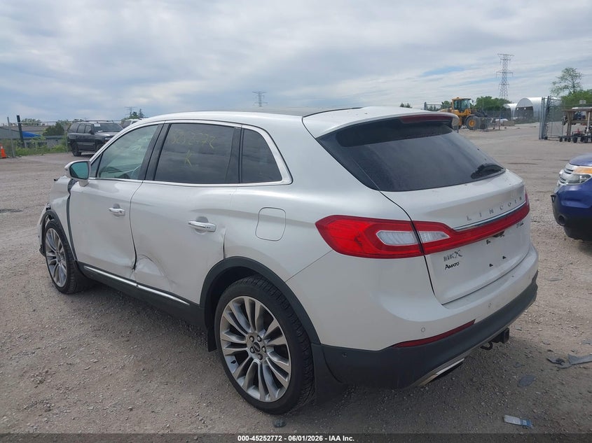 Vin: 2lmtj8lp2gbl67508, lot: 45750575, lincoln mkx reserve 20163