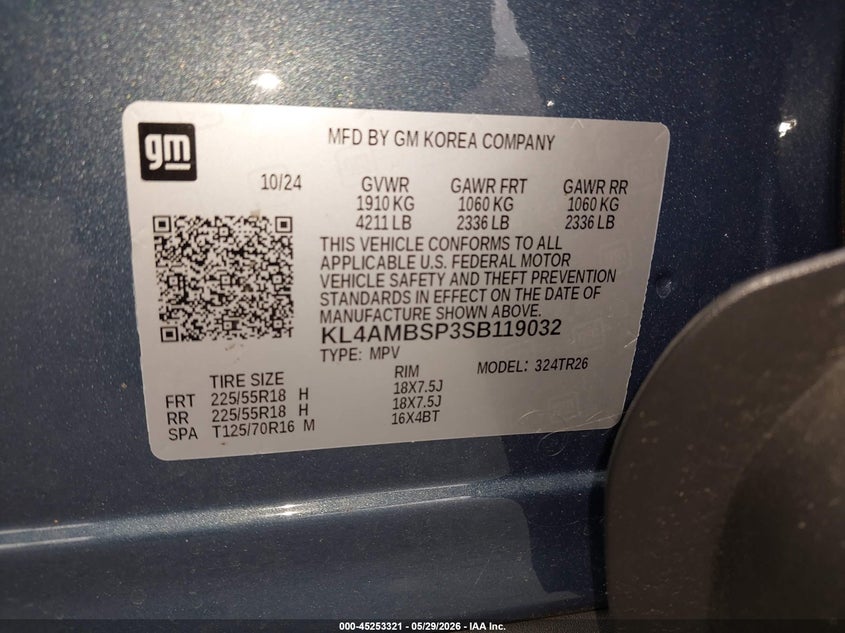 2025 Buick Encore Gx Preferred Fwd VIN: KL4AMBSP3SB119032 Lot: 45253321