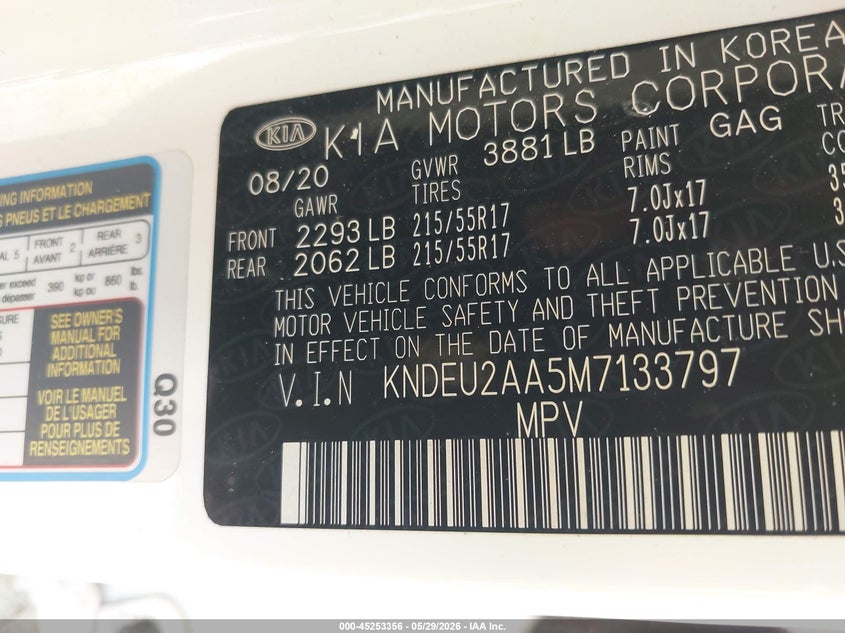 2021 Kia Seltos S VIN: KNDEU2AA5M7133797 Lot: 45253356