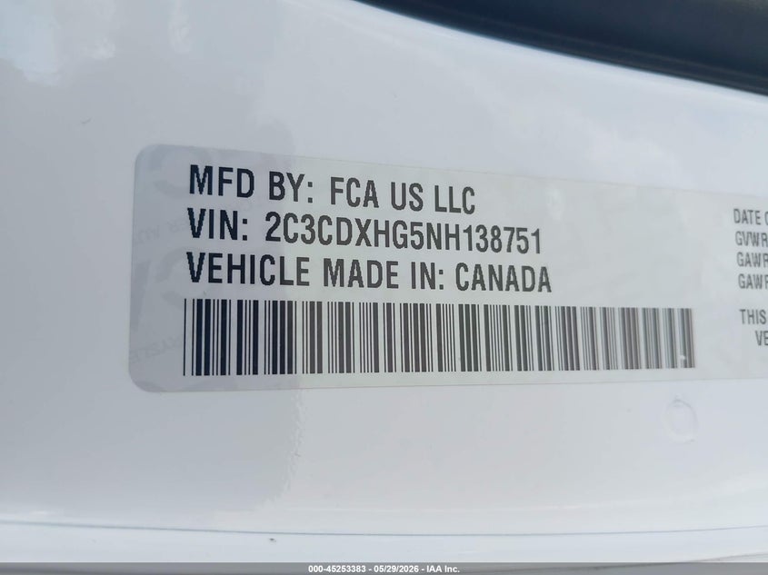 2022 DODGE CHARGER SEDAN 3.6L V-6 DOHC, VVT, 300HP