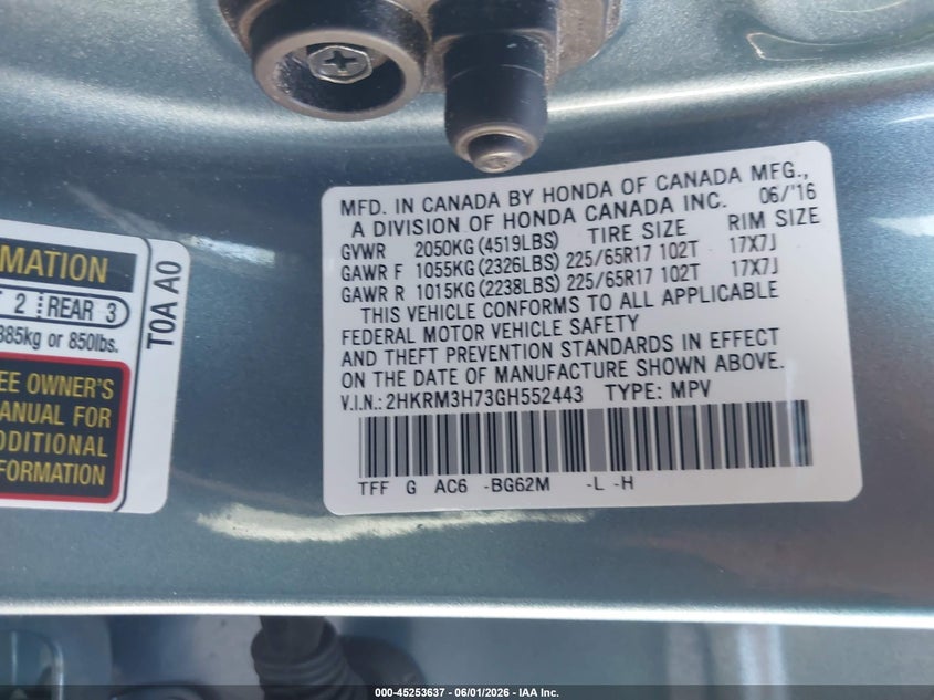 2016 HONDA CR-V EX-L — Photo 9