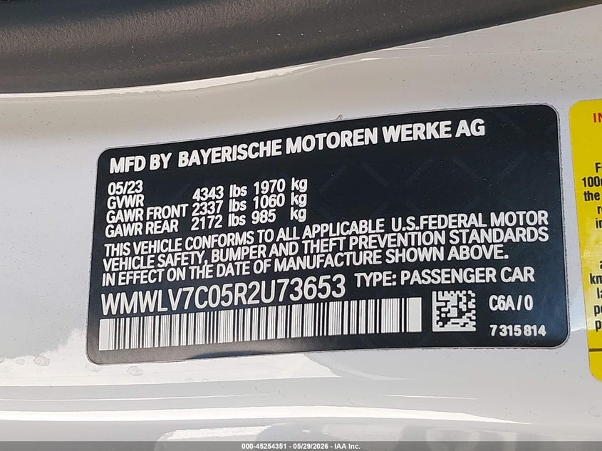 2024 Mini Clubman Cooper S VIN: WMWLV7C05R2U73653 Lot: 45254351