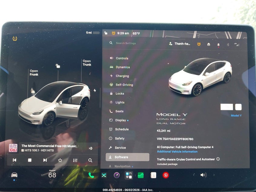 2023 Tesla Model Y Awd/Long Range Dual Motor All-Wheel Drive VIN: 7SAYGAEE5PF806780 Lot: 45254939
