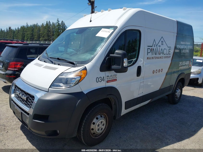 Vin: 3c6lrvbg1me582589, lot: 45753065, ram promaster 1500 high roof 136 wb 20212