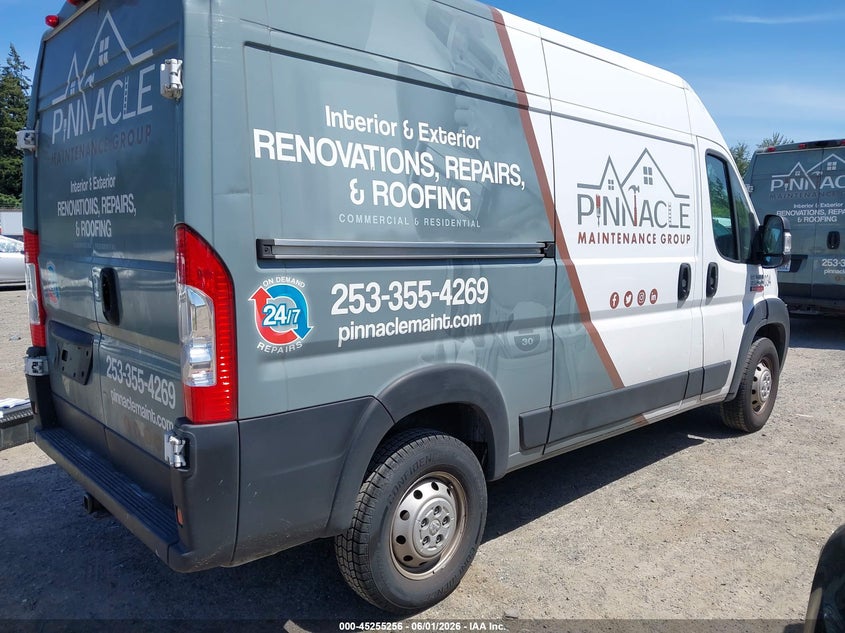 Vin: 3c6lrvbg1me582589, lot: 45753065, ram promaster 1500 high roof 136 wb 20214