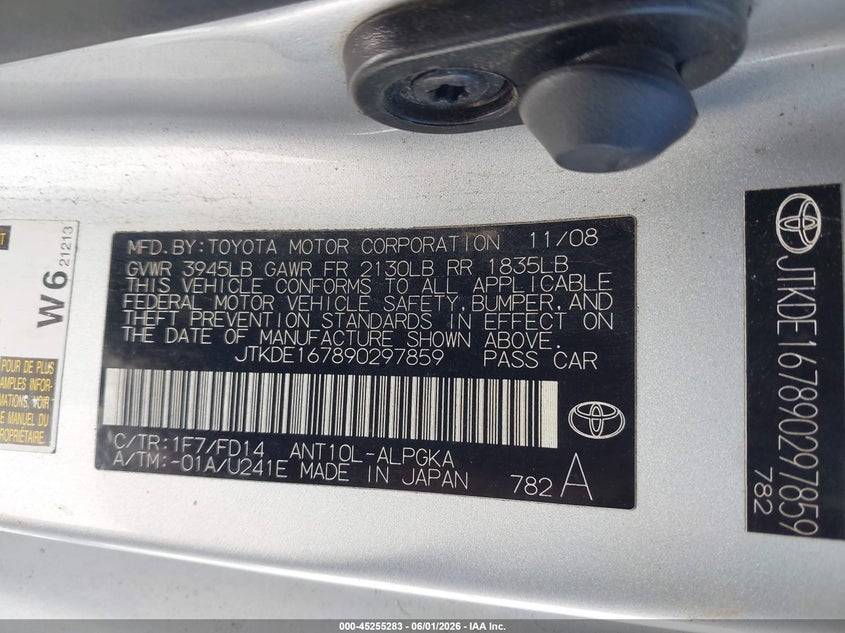 2009 Scion Tc VIN: JTKDE167890297859 Lot: 45255283