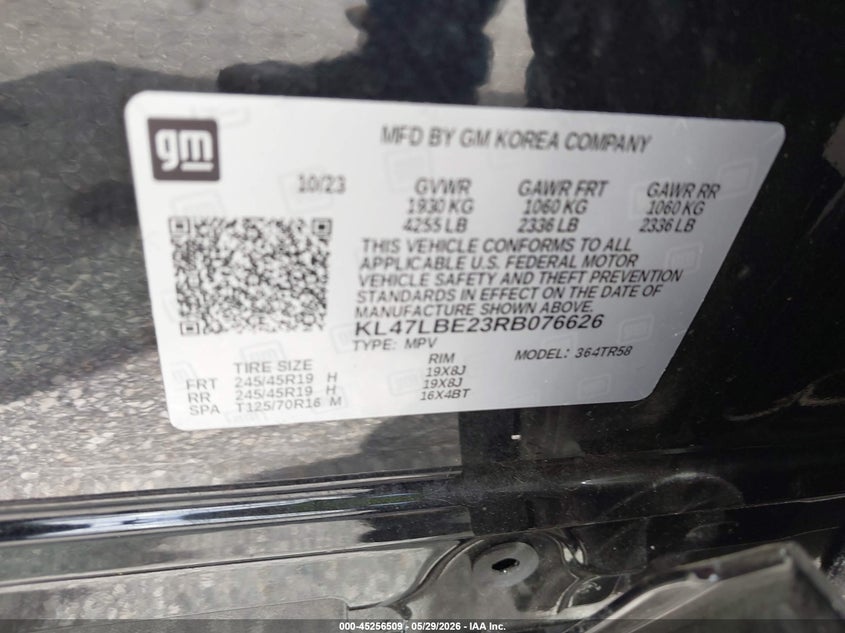2024 Buick Envista Sport Touring Fwd VIN: KL47LBE23RB076626 Lot: 45256509