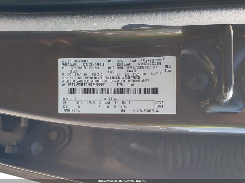 2017 FORD F-350 auction photo 8