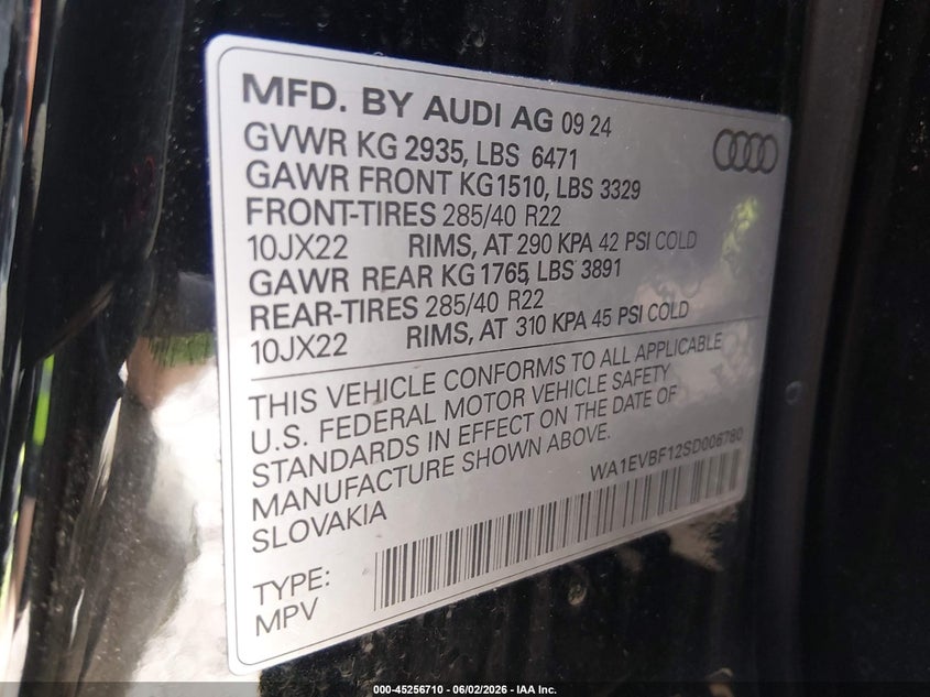2025 Audi Q8 Premium Plus 55 Tfsi Quattro VIN: WA1EVBF12SD006780 Lot: 45256710