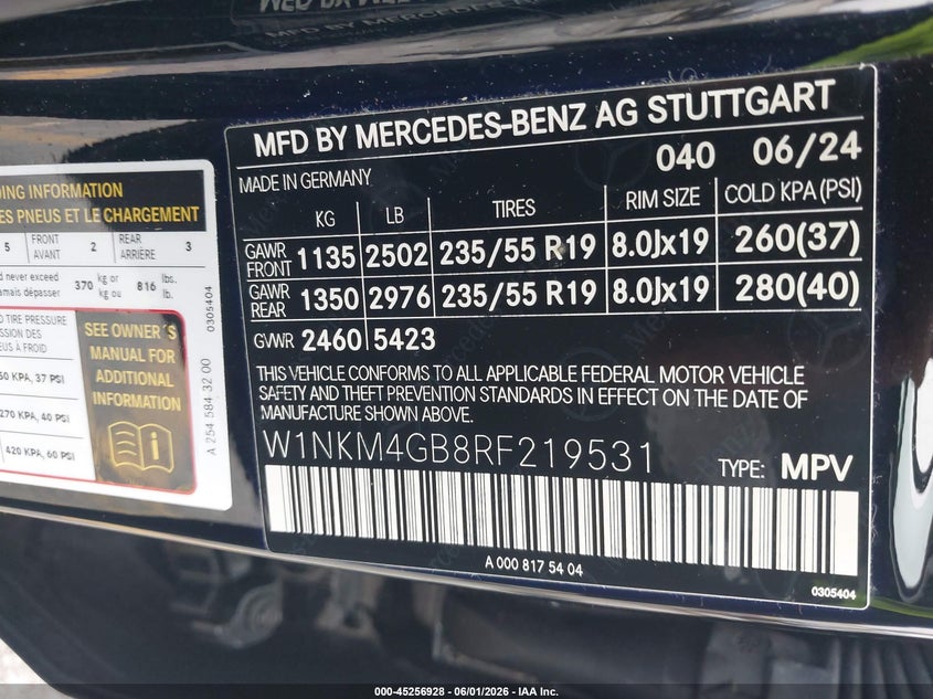 2024 Mercedes-Benz Glc 300 Suv VIN: W1NKM4GB8RF219531 Lot: 45256928