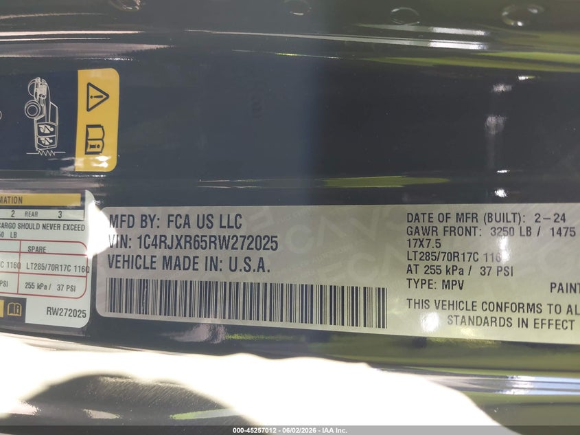 2024 Jeep Wrangler 4Xe Rubicon 4Xe VIN: 1C4RJXR65RW272025 Lot: 45257012