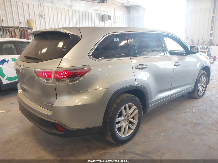Vin: 5tdbkrfh4es051803, lot: 45754963, toyota highlander le v6 20144