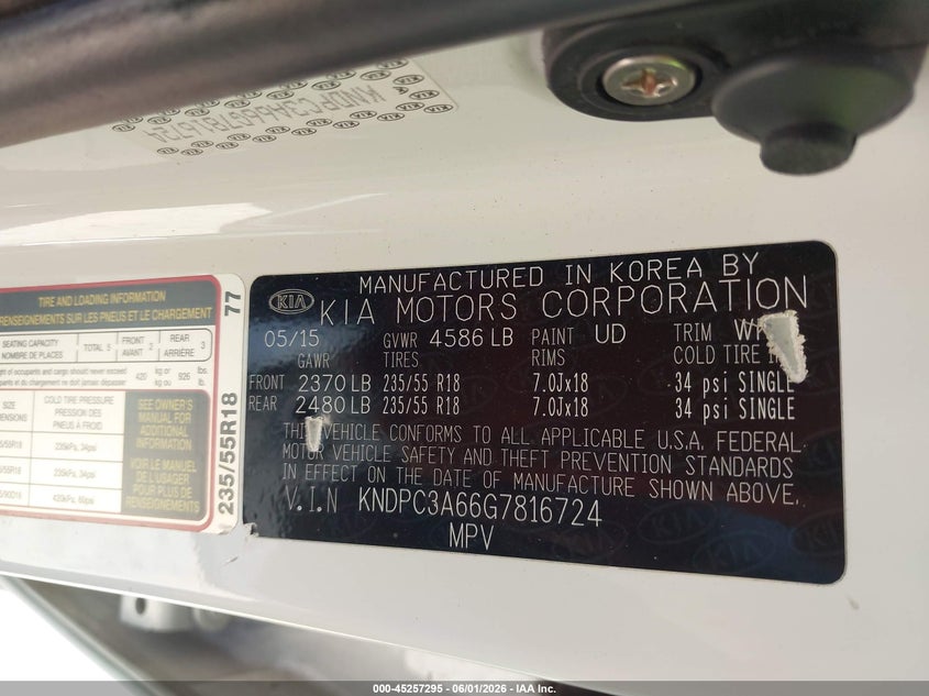 2016 Kia Sportage Sx VIN: KNDPC3A66G7816724 Lot: 45257295